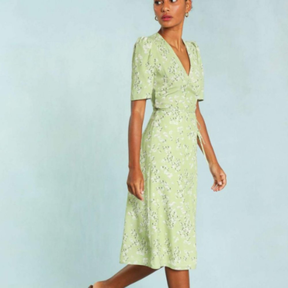 Green French Wrap Dress S
